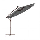 3M Solar Patio Offset Umbrella Adjustable With 40 Led And Base Stand