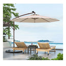 3M Solar Patio Offset Umbrella Adjustable With 40 Led And Base Stand