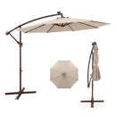 3M Solar Patio Offset Umbrella Adjustable With 40 Led And Base Stand