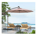 3M Solar Patio Offset Umbrella Adjustable With 40 Led And Base Stand