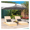 3M Solar Patio Offset Umbrella Adjustable With 40 Led And Base Stand
