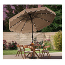 3M Solar Patio Umbrella With 24 Led Lights Vented Top And Ruffles