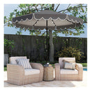 3M Solar Patio Umbrella With 24 Led Lights Vented Top And Ruffles
