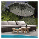 3M Solar Patio Umbrella With 24 Led Lights Vented Top And Ruffles