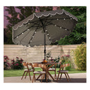3M Solar Patio Umbrella With 24 Led Lights Vented Top And Ruffles