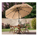 3M Solar Patio Umbrella With 24 Led Lights Vented Top And Ruffles