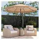 3M Solar Patio Umbrella With 24 Led Lights Vented Top And Ruffles