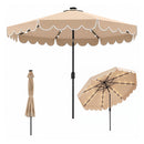 3M Solar Patio Umbrella With 24 Led Lights Vented Top And Ruffles