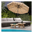 3M Solar Patio Umbrella With 24 Led Lights Vented Top And Ruffles