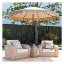 3M Solar Patio Umbrella With 24 Led Lights Vented Top And Ruffles