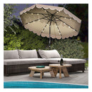 3M Solar Patio Umbrella With 24 Led Lights Vented Top And Ruffles