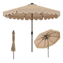 3M Solar Patio Umbrella With 24 Led Lights Vented Top And Ruffles