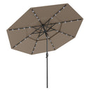 3M Solar Patio Umbrella With 32 Led Lights 3 Tier Vented Top Brown