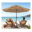 3M Thatched Tiki Umbrella With Led Solar Lighting And 8 Ribs Brown