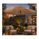 3M Thatched Tiki Umbrella With Led Solar Lighting And 8 Ribs Brown