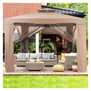 3M X 3M Outdoor Canopy Gazebo With Mosquito Netting Coffee
