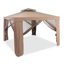 3M X 3M Outdoor Canopy Gazebo With Mosquito Netting Coffee