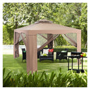 3M X 3M Outdoor Canopy Gazebo With Mosquito Netting Coffee