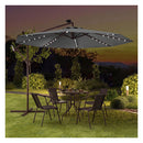 3M Solar Patio Offset Umbrella Adjustable With 40 Led And Base Stand