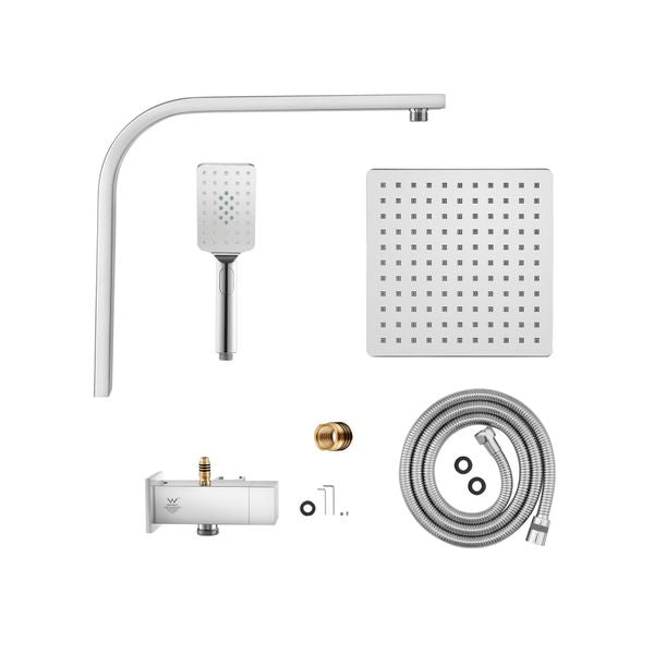 Square Shower Head 3 Mode Handheld Gooseneck