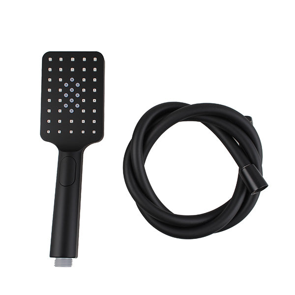 3 Modes Rainfall Handheld Shower Head With Pvc Water Hose Black