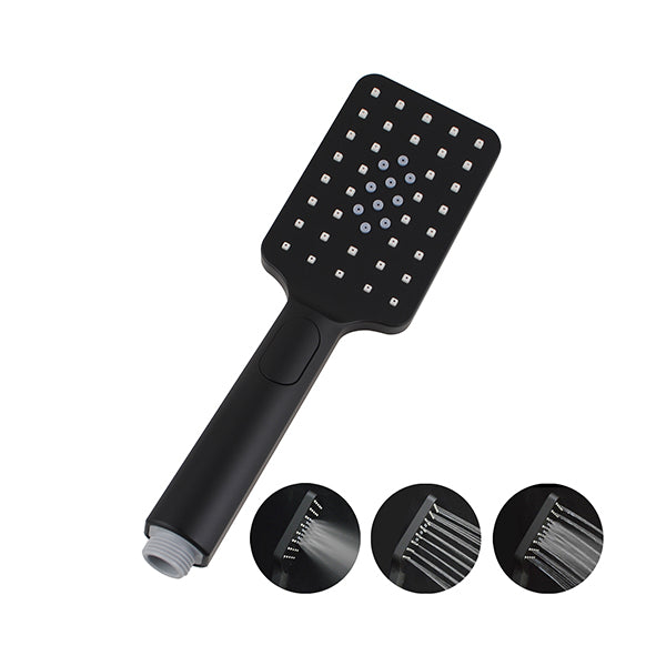 3 Modes Rainfall Handheld Shower Head With Pvc Water Hose Black