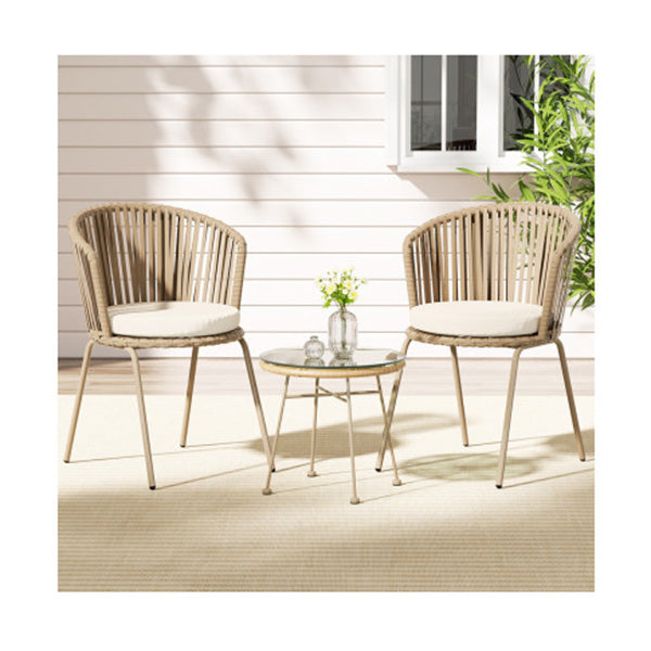 3Pc Outdoor Lounge Setting Bistro Set Table Chairs Patio Furniture