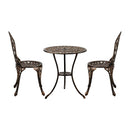 3PCS Bistro Outdoor Setting Chairs Table Bronze
