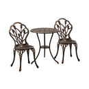 3PCS Bistro Outdoor Setting Chairs Table Bronze