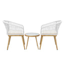 3PCS Outdoor Set Table&Chairs with Rope Beige
