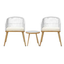 3PCS Outdoor Set Table&Chairs with Rope Beige