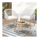 3PCS Outdoor Set Table&Chairs with Rope Beige