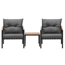 3PCS Outdoor Set Armchairs&Table with Cushions