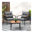 3PCS Outdoor Set Armchairs&Table with Cushions
