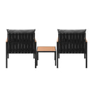 3PCS Outdoor Set Armchairs&Table with Cushions