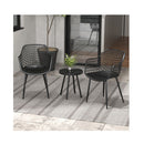 3 Piece Bistro Patio Chairs And Side Table Set With Pp Seat Black