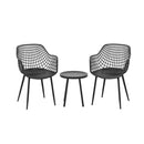 3 Piece Bistro Patio Chairs And Side Table Set With Pp Seat Black