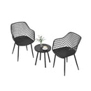 3 Piece Bistro Patio Chairs And Side Table Set With Pp Seat Black