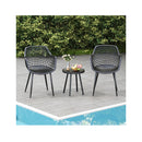 3 Piece Bistro Patio Chairs And Side Table Set With Pp Seat Black