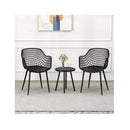 3 Piece Bistro Patio Chairs And Side Table Set With Pp Seat Black
