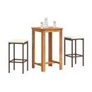 3 Piece Garden Bar Set Brown Solid Wood Acacia And Poly Rattan