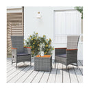 3Piece Garden Lounge Set Grey Poly Rattan And Solid Wood Acacia