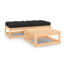 3 Piece Garden Lounge Set With Cushions Solid Pinewood