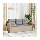 3 Piece Garden Sofa Set With Cushions Beige Poly Rattan