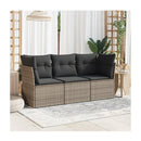 3 Piece Garden Sofa Set With Cushions Grey Poly Rattan