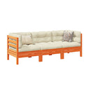 3 Piece Garden Sofa Set With Cushions Wax Brown Solid Wood Pine