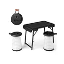 3 Piece Led Folding Table Stool Set With Retractable Design