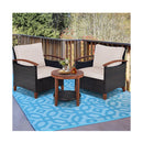 3 Piece Patio Sofa Set 2 Rattan Chairs With 2 Tier Coffee Table Brown
