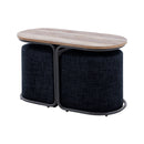 3 Piece Set Coffee Table And Ottoman Black