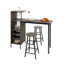 3 Pieces Bar Table And Chair Set With 6 Bottle Wine Racks Brown